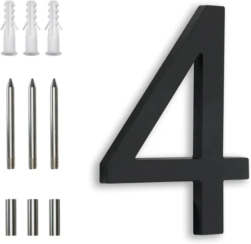 Miniatura 11 de Números de casa negros de 7 pulgadas, números de dirección de aluminio flotantes de montaje empotrado, números de metal modernos para casas, grande