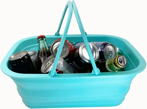 Miniatura 7 de SAMMART Tina plegable con asa de 9.2 litros (2.37 galones) - Cesta de picnic portátil al aire libre - Lavabo plegable para lavar platos, campamento