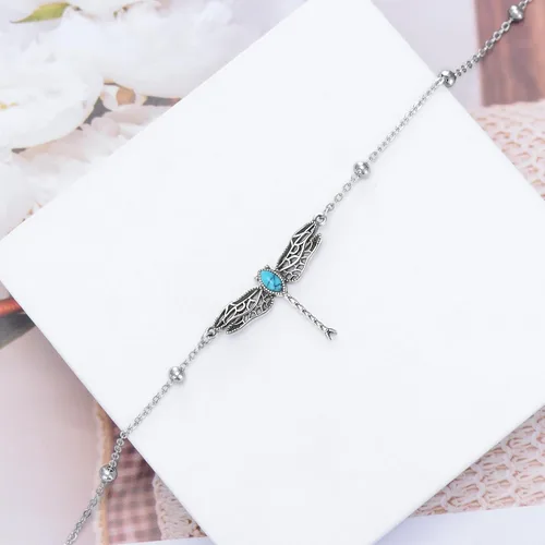Miniatura 5 de Pulsera de plata esterlina S925 ajustable con perlas, girasol, libélula y libélula, regalos de joyería de cumpleaños para mujeres, hija, novia