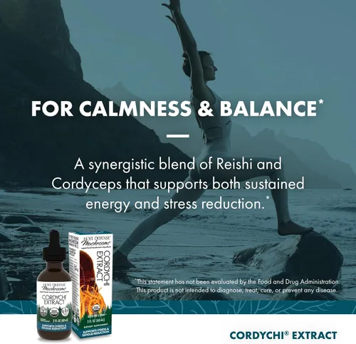 Miniatura 5 de Host Defense, Extracto de CordyChi, reducción del estrés y la fatiga, suplemento de hongos con Cordyceps y Reishi, liso, 2 onzas líquidas