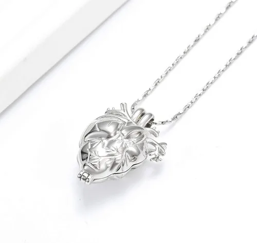 Miniatura 48 de Imrsanl Collar con colgante de joyería de cremación para cenizas – Collar anatómico de urna de corazón para cenizas – Medallones conmemorativos