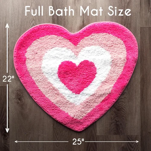 Miniatura 2 de Evovee Alfombra de baño de corazón rosa, divertida y bonita, decoración de baño, San Valentín, alfombra de ducha retro, funk, estética, divertida