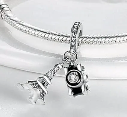 Miniatura 3 de Dije colgante de la torre Eiffel de plata de ley 925 se adapta a Pandora Plata esterlina Sin gemas