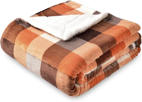 Miniatura 8 de SOCHOW Manta de Sofá de Vellón Sherpa a Cuadros Buffalo, Manta de Ropa de Cama de Doble Cara a Cuadros Súper Suave y Lujosa 60 x 80 pulgadas