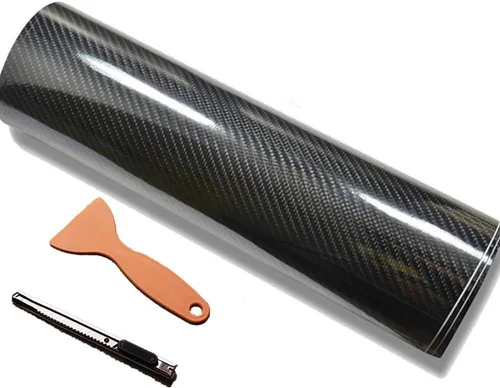 DIYAH Vinilo 6D de fibra de carbono negro brillante de 12 x 60 pulgadas/1 pie x 5 pies sin burbujas de liberación de aire para automóvil,