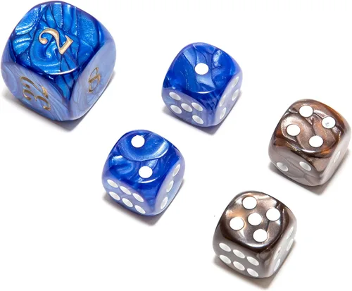 Miniatura 25 de Bello juegos Deluxe dados de imitación de mármol sets-black/, Azul, 5/8