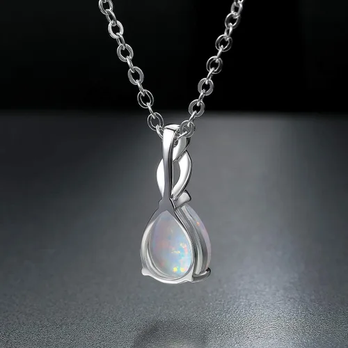 Miniatura 4 de Collar de ópalo chapado de 18 quilates, oro blanco y oro rosa para mujer