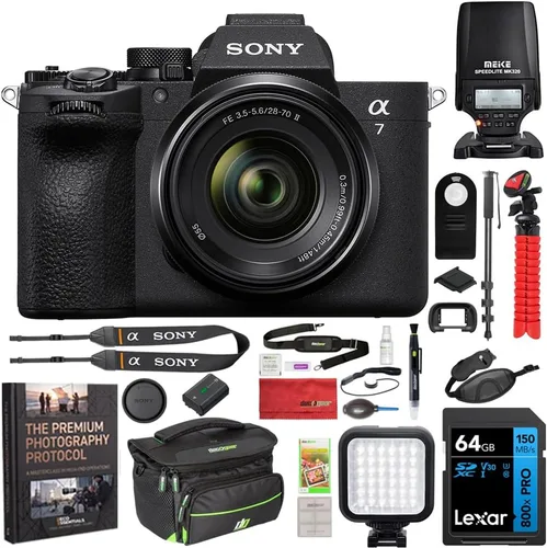 Miniatura 14 de Sony ILCE-7M5/B a7 V - Cuerpo de cámara sin espejo de marco completo con luz flash MK320, monopie de 72 pulgadas, correa de agarre de muñeca