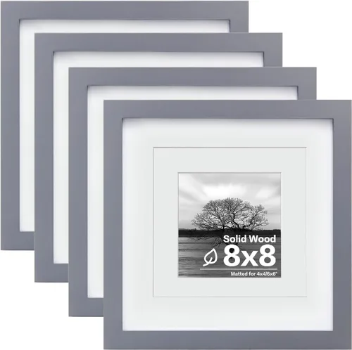 Miniatura 47 de Egofine Juego de 4 portarretratos de 4 x 6, hechos de madera maciza cubierta de plexiglás de 3 x 4.5 pulgadas y 3.5 x 5 pulgadas con paspartú o de 4