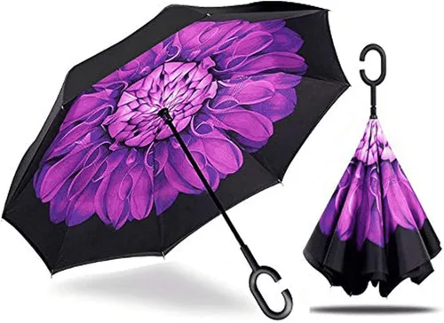 Miniatura 156 de MRTLLOA - Paraguas invertido de gran tamaño de 40/49/56 pulgadas - Sombrilla doble capa resistente al viento, con mango en forma de C y tamaño golf