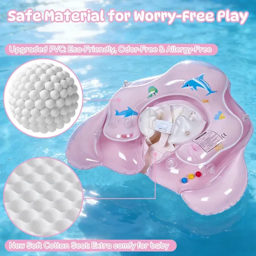 Miniatura 6 de Flotador de piscina para bebé con toldo de protección solar UPF50+, flotador inflable para bebé con asiento de seguridad ajustable para niños de 3 a
