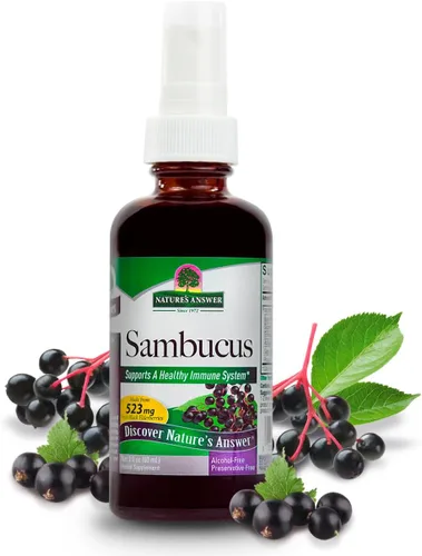 Nature's Answer Sambucus Spray | Apoya un sistema inmunológico saludable | Infundido con olmo resbaladizo, salvia y equinaea | Sin alcohol, sin