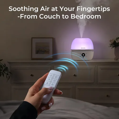 Miniatura 2 de BOXING - Humidificadores de llenado superior para dormitorio para bebé con control remoto fácil, humidificador de aire de niebla fría de 20dB Luz
