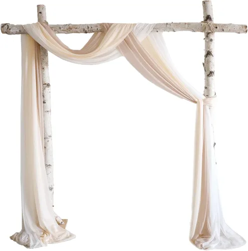 Miniatura 10 de Lookein Cortinas de arco para boda, fiesta, recepción, telón de fondo, cenador de boda, 3 paneles de 30 pulgadas de ancho, 6.5 yardas, rosa rosa