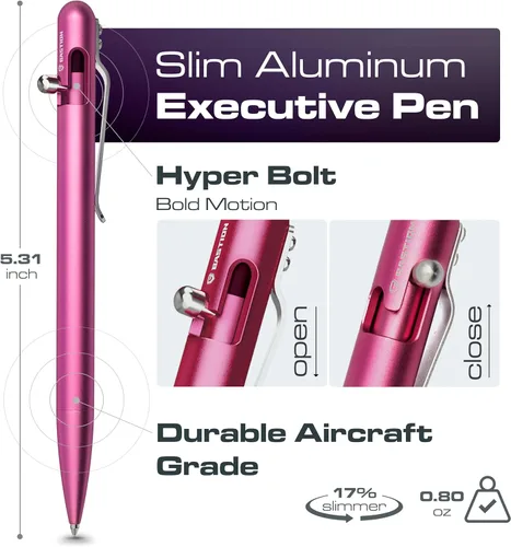 Miniatura 2 de BASTION® Bolígrafo de Acción de Perno Delgado de Lujo, Bolígrafo EDC de Aluminio Ligero con Punta Fina, Bolígrafo Profesional para Escuela y Trabajo