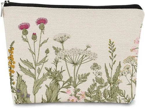 Miniatura 19 de Bolsa de maquillaje floral, bolsa de cosméticos de flores, bolsa de maquillaje estética, bolsa de maquillaje pequeña, bolsa de maquillaje