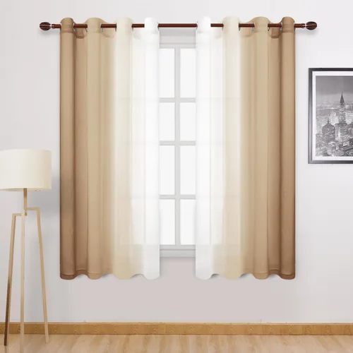 Miniatura 38 de DWCN Cortinas Transparentes de Lino Sintético Negro Degradado Ombré - Cortinas Semi Transparentes de Gasa con Ojales en la Parte Superior
