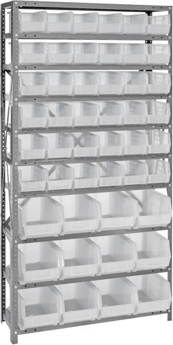 Miniatura 452 de Quantum QSBU-245BK Heavy Duty Shelving Unit with (7) Shelves and (24) QUS245 Black Bins for Garage Warehouse Storage Distribution 400 lb Load