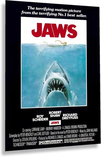 HISTORIX Póster vintage de película de mandíbulas de 1975, póster de película vintage de mandíbulas de película de taquilla, arte de pared, póster