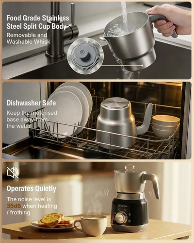 Miniatura 7 de Espumador de leche y vaporizador, máquina de espuma eléctrica 6 en 1 para café, calentador de leche de 16.9 oz/16.9 fl oz para latte, macchiato