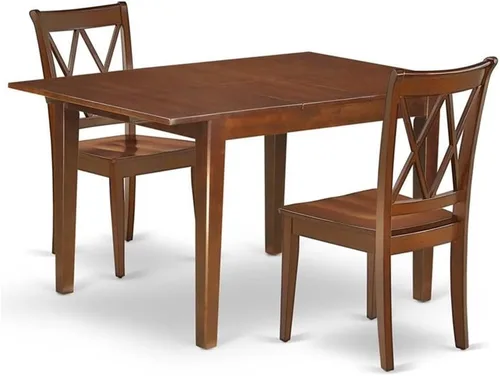Miniatura 7 de East West Furniture MLCL3-MAH-C - Juego de muebles de comedor de 3 piezas que contiene una mesa rectangular de madera con hoja de mariposa y 2