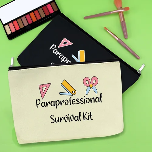 Miniatura 2 de Paraprofessional - 2 bolsas de maquillaje para regalo de agradecimiento para paraeducador, profesor, asistente, 2 piezas, bolsa de cosméticos, día