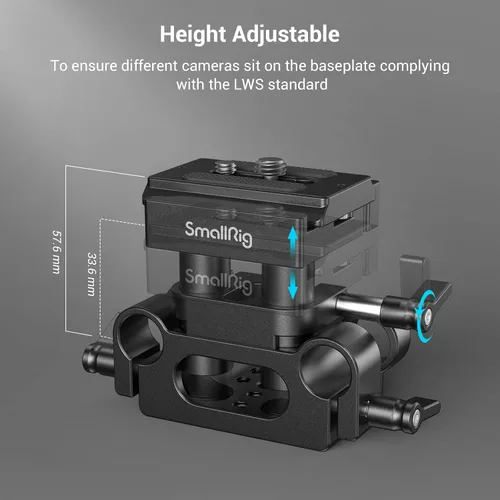 Miniatura 3 de SMALLRIG Sistema universal de soporte de riel de 0.591 in con abrazadera de varilla de 0.591 in y placa de liberación rápida - 2272