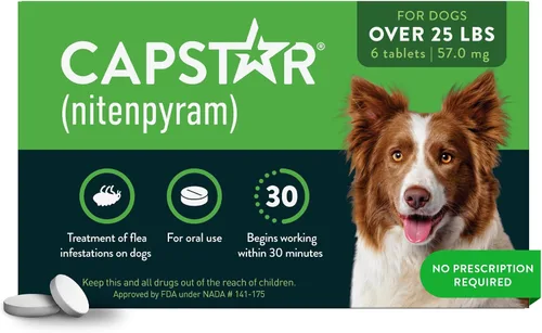 Miniatura 10 de Capstar (Nitenpyram) Tratamiento oral de pulgas de acción rápida para perros de 2 a 25 libras, tabletas de medicamentos recomendadas por
