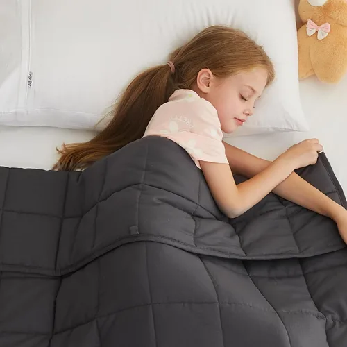 Miniatura 17 de L'AGRATY Manta con peso de 5 libras, para regazo, manta pequeña y portátil para adultos, refrescante, para viajar, relajarse y dormir, para todas