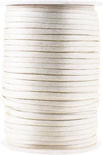 Miniatura 117 de Mandala Crafts Cordón de Satén de Nailon 2mm Cordón Rattail Champagne - 100 Yardas Cordón de Nailon Chino para Nudos Cordón de Seda Cola de Rata
