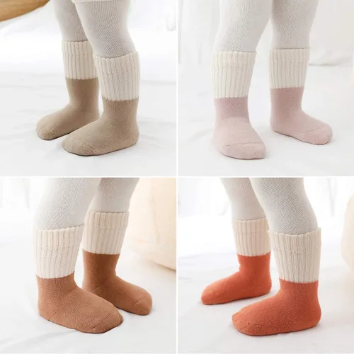 Miniatura 2 de Belsmi 6 Pack Calcetines de Bebé Antideslizante Rodilla Alta Medias Calcetines de Invierno
