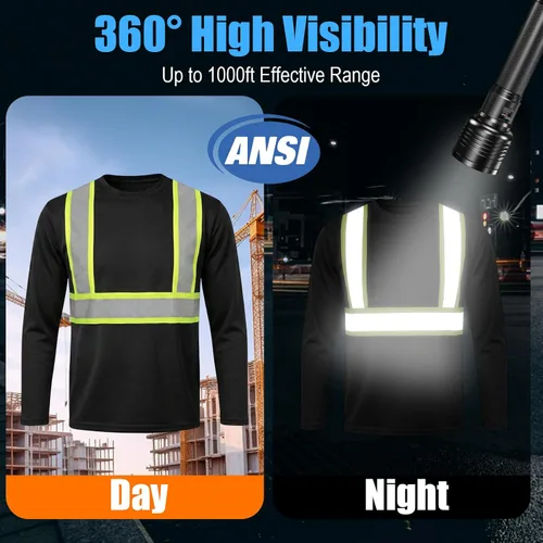 Miniatura 5 de HYCOPROT Hi Vis Safety Shirts Long Sleeve High Visibility Reflective Shirt for Men Women Class 3 Construction T Shirt Work T-shirts Clothes for