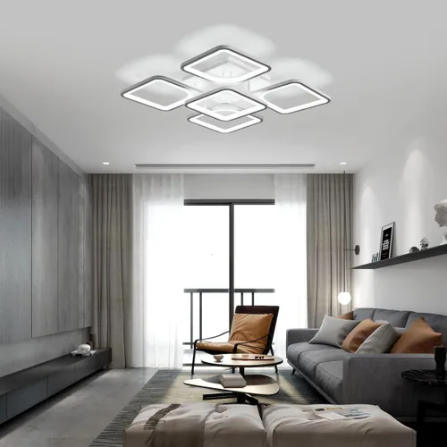 Miniatura 6 de Jaycomey - Lámpara de techo regulable, lámparas LED modernas en negro con control remoto, 50W, lámpara de techo de acrílico cuadrado de montaje