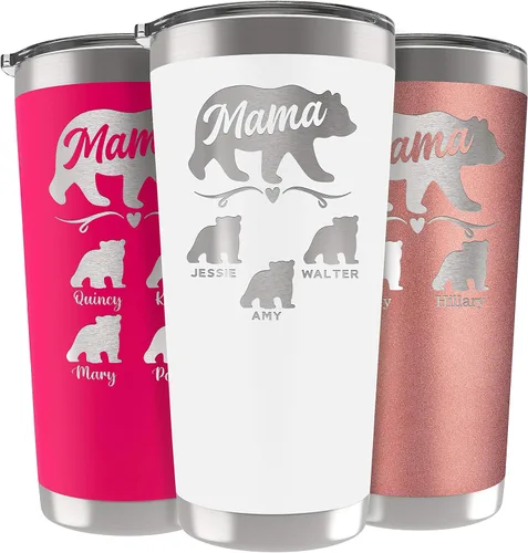 Miniatura 11 de Vaso de Mamá Oso, vaso personalizado para mamá Oro Rosa