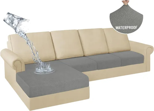 Miniatura 44 de HDCAXKJ Fundas de Cojines para Sofá Seccional 100% Impermeables, 3 Piezas, Forma de L, Funda Seccional Elástica para Chaise, Juego de Fundas