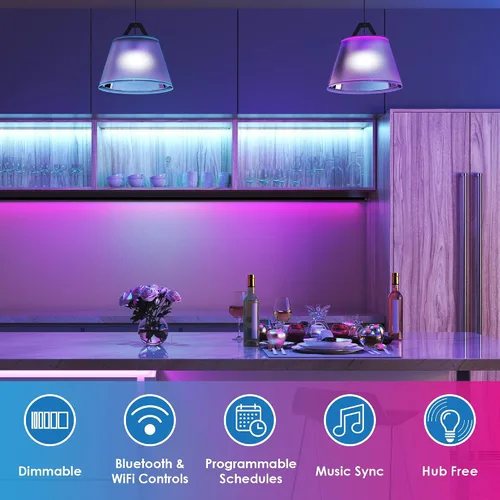 Miniatura 6 de CLEANLIFE Bombilla LED Smart Gen 2 A19 – RGB + bombilla inteligente blanca sintonizable con WiFi y control de luz Bluetooth – Controlada por