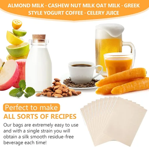 Miniatura 6 de Paquete de 10 bolsas de leche de nueces, 8 x 12 pulgadas, bolsas de estopilla reutilizables de grado de malla fina, coladores, bolsas de filtro