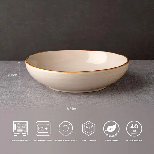 Miniatura 2 de famiware Tempus - Juego de 4 cuencos para pasta de 8.6'', cuencos de 40 oz para cocina, cuencos hondos de gres para servir, aptos para lavavajillas