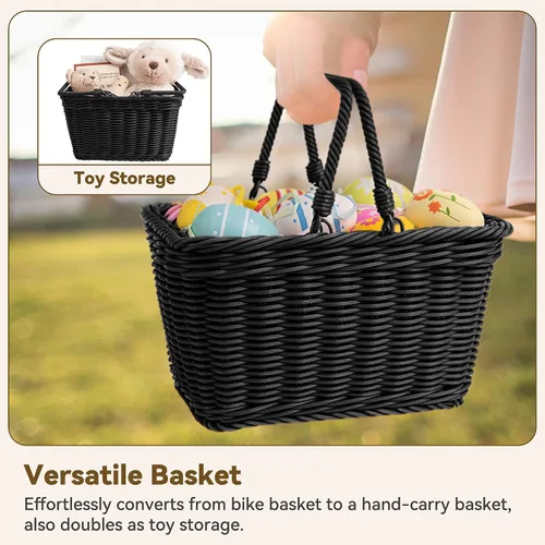 Miniatura 5 de Cesta de bicicleta para niños, canasta delantera para bicicleta para niños, pequeña cesta de mimbre para niños y niñas, cesta pequeña de mimbre