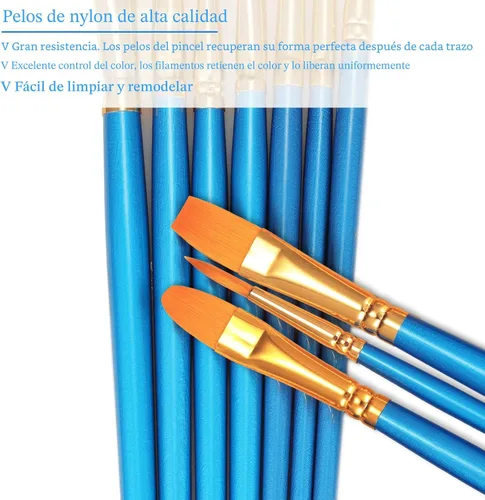 Miniatura 4 de BOSOBO Juego de Pinceles de Pintura, Paquete de 2, 20 Piezas con Punta Redonda Puntiaguda, Cerdas de Nylon, Pinceles de Pintura Acrílica para Azul