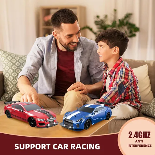 Miniatura 5 de Coche RC Drift de 2.4 GHz, escala 1:16, 4WD, de alta velocidad, coches de control remoto con luces LED, dos baterías y neumáticos de drift, coches