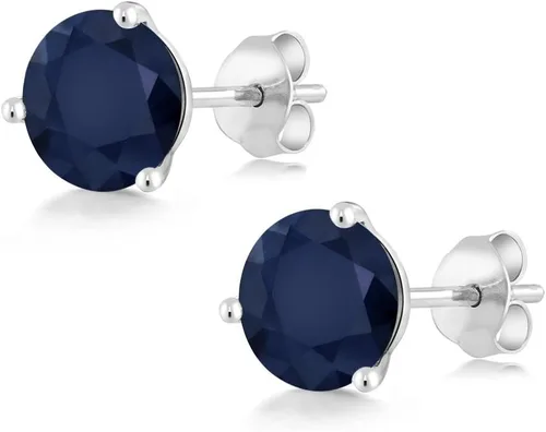 Miniatura 173 de Gem Stone King Aretes de oro de 14 quilates, 0.236 in, piedra natal redonda, Martini, 3 puntas, aretes de oro para mujer