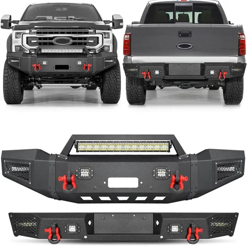 Miniatura 8 de BESTZHEYU Parachoques delantero compatible con F250 F350 F450 2017 2018 2019 2020 2021 2022 con placa de cabrestante y luces LED
