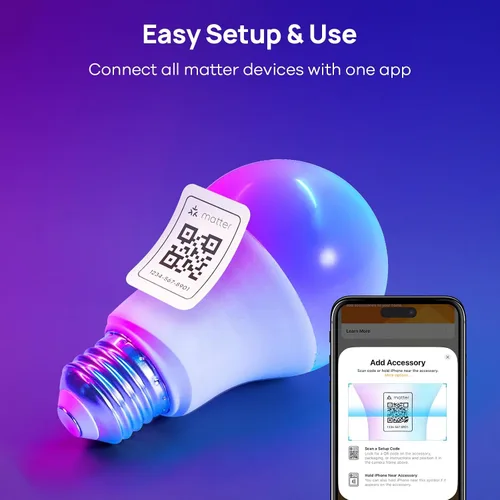 Miniatura 9 de Consciot Bombillas inteligentes, bombillas LED A19 E26 que cambian de color, WiFi y Bluetooth, certificado Matter, funciona con Alexa, Google Home