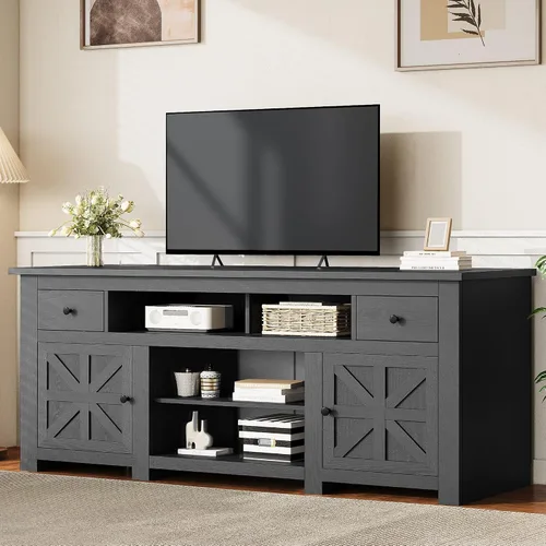 Miniatura 6 de YITAHOME Soporte de TV de granja para TV de 65 pulgadas, centro de entretenimiento con armarios y cajones de almacenamiento, consola de TV para sala