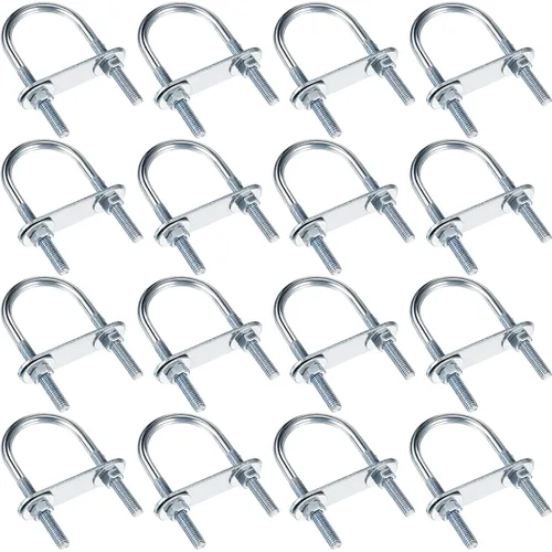 Miniatura 7 de Therwen 16 juegos de pernos redondos en U de acero chapado en zinc, abrazadera en U con arandela de placa de tuerca (M6 x 0.866 in x 2.756 in)