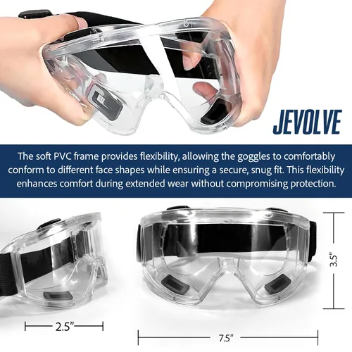 Miniatura 7 de Gafas de seguridad protectoras antivaho con lente transparente Visión amplia con diadema elástica ajustable perfecta para senderismo, surf, gafas
