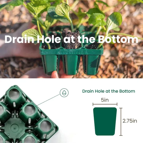 Miniatura 3 de Vego garden Bandejas de plántulas estándar sin tapa, paquete de 8 para plántulas, bandeja de inicio de cultivo reutilizable, kit de bandejas