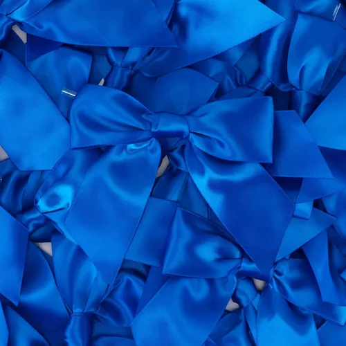Miniatura 6 de AIMUDI Lazos de Satén Azul Real con Nudo Giratorio para Bolsas de Golosinas 4.5" Lazos Azules Pre-Atados para Envolver Regalos Lazos de Cinta Azul