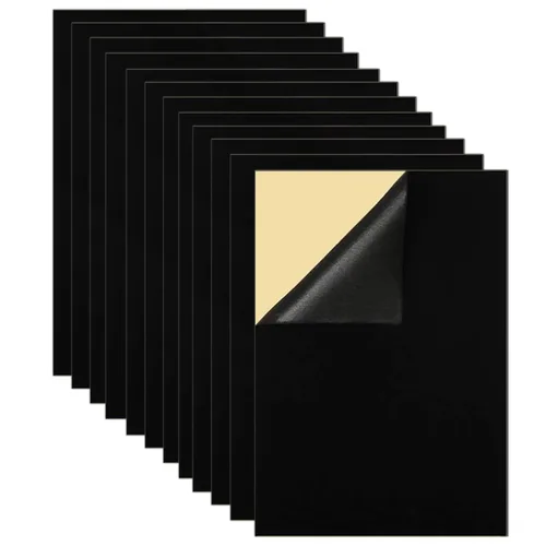 12 hojas adhesivas de tela de terciopelo negro, hojas de fieltro negro para cajas de joyería, forro de cajones, creación de proyectos de